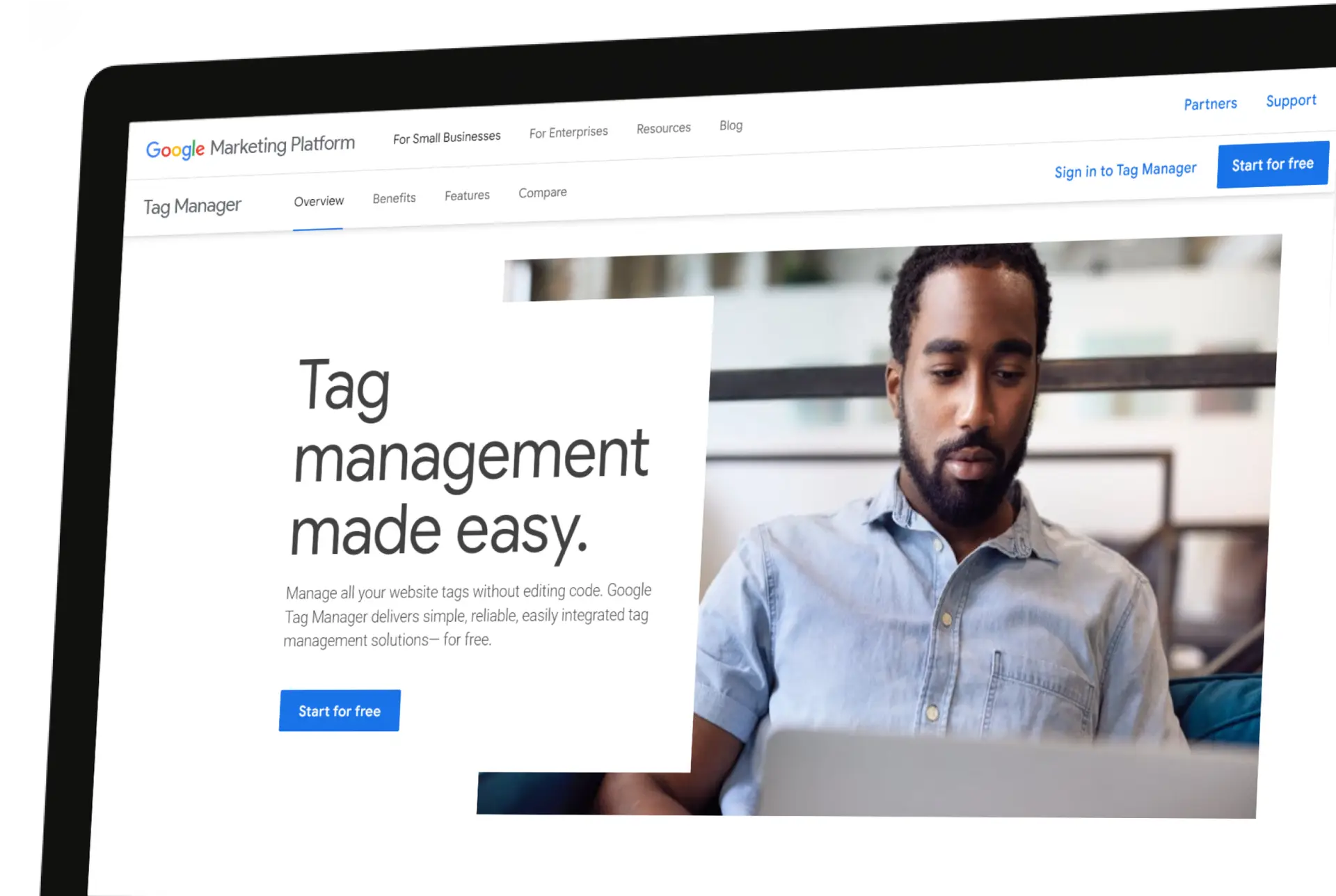 Google tag manager login page